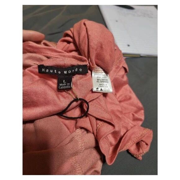 HauteMonde women's rose drape neckline off-the-shoulder bodycon dress L - Picture 6 of 6